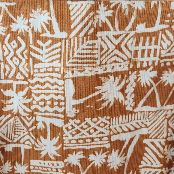 Timberland Hawaiian print button up shirt light orange brown large - Picture 6 of 9